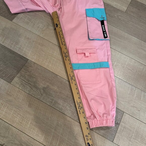 AMERICAN BAZI WOMENS 2X PINK AND SKY BLUE TWILL JOGGERS NEW - Picture 3 of 12